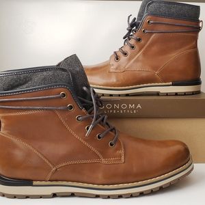 Sonoma Men's SN RODGERS TAN Brown Leather Boots☆Sz 10.5